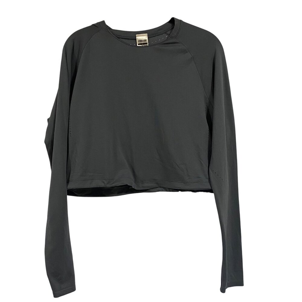 Gymshark Sweat Seamless Long Sleeve Crop Top Size L Steel‎ Blue